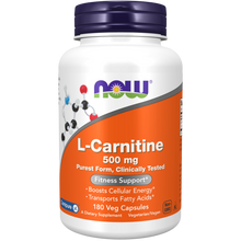Load image into Gallery viewer, NOW L CARNITINE 500MG 180 CAPS