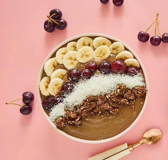 Cherry chocolate zucchini smoothie bowl