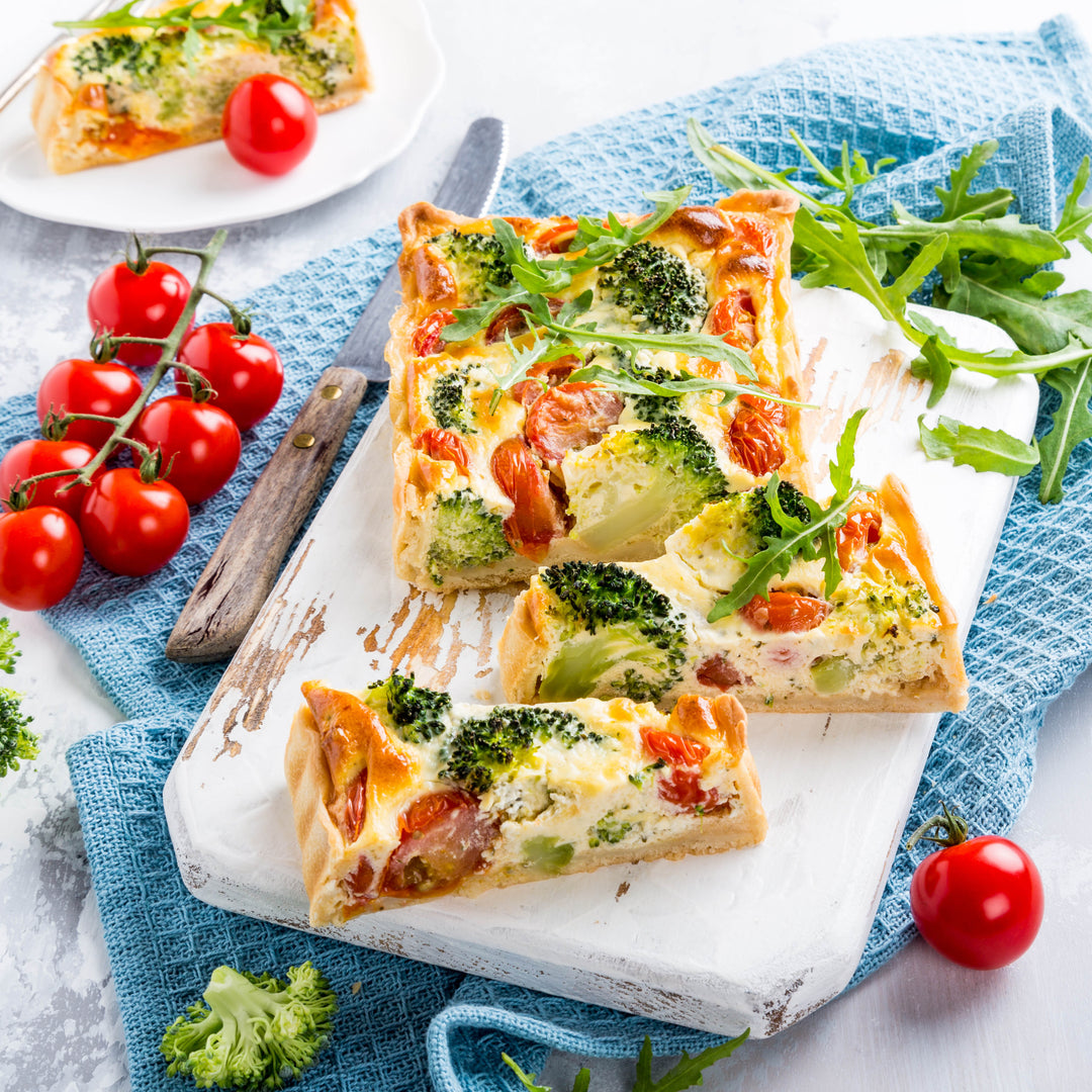 Broccoli, Cheddar & Tomato Quiche