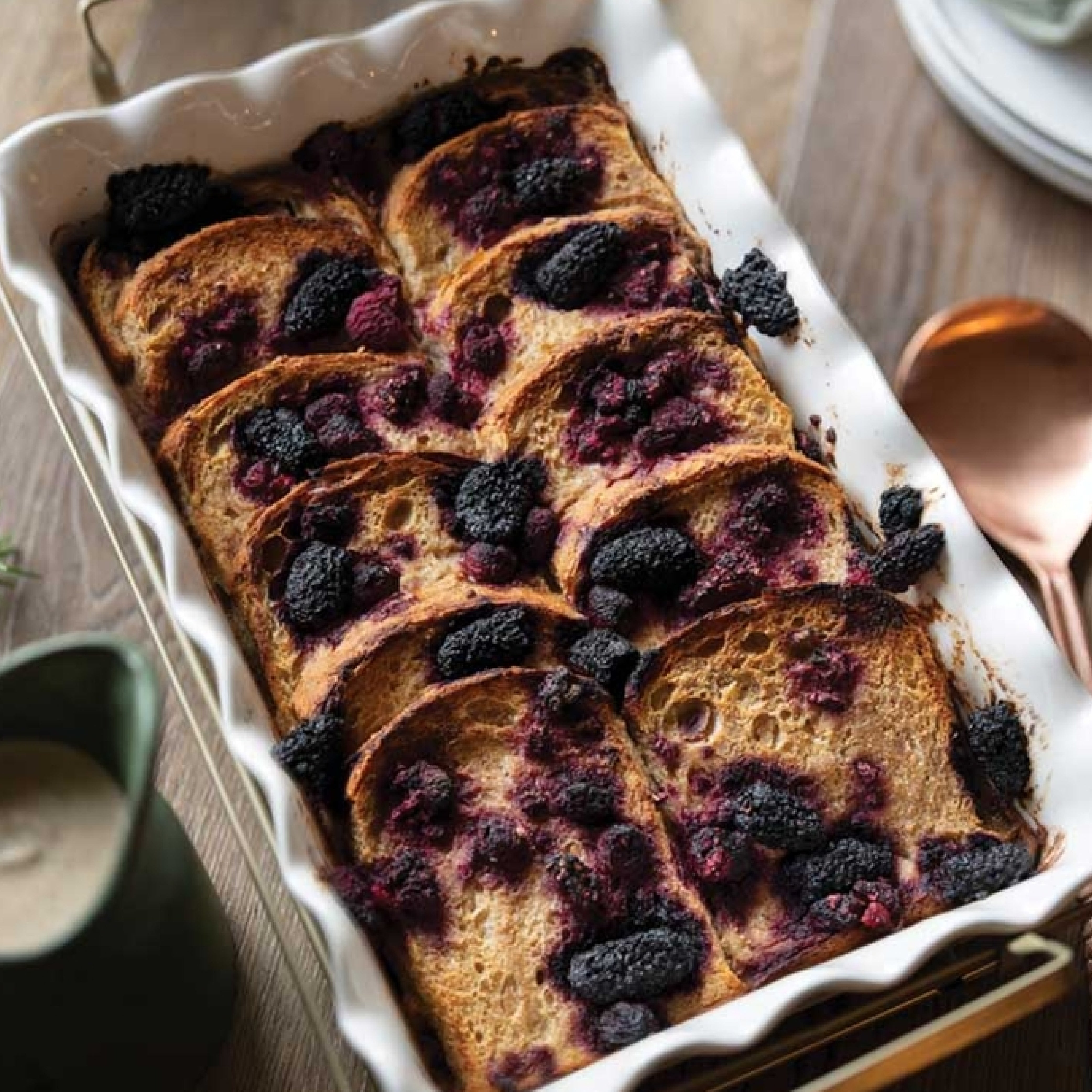 French Toast Casserole with Vanilla Cardamom Cashew Cream