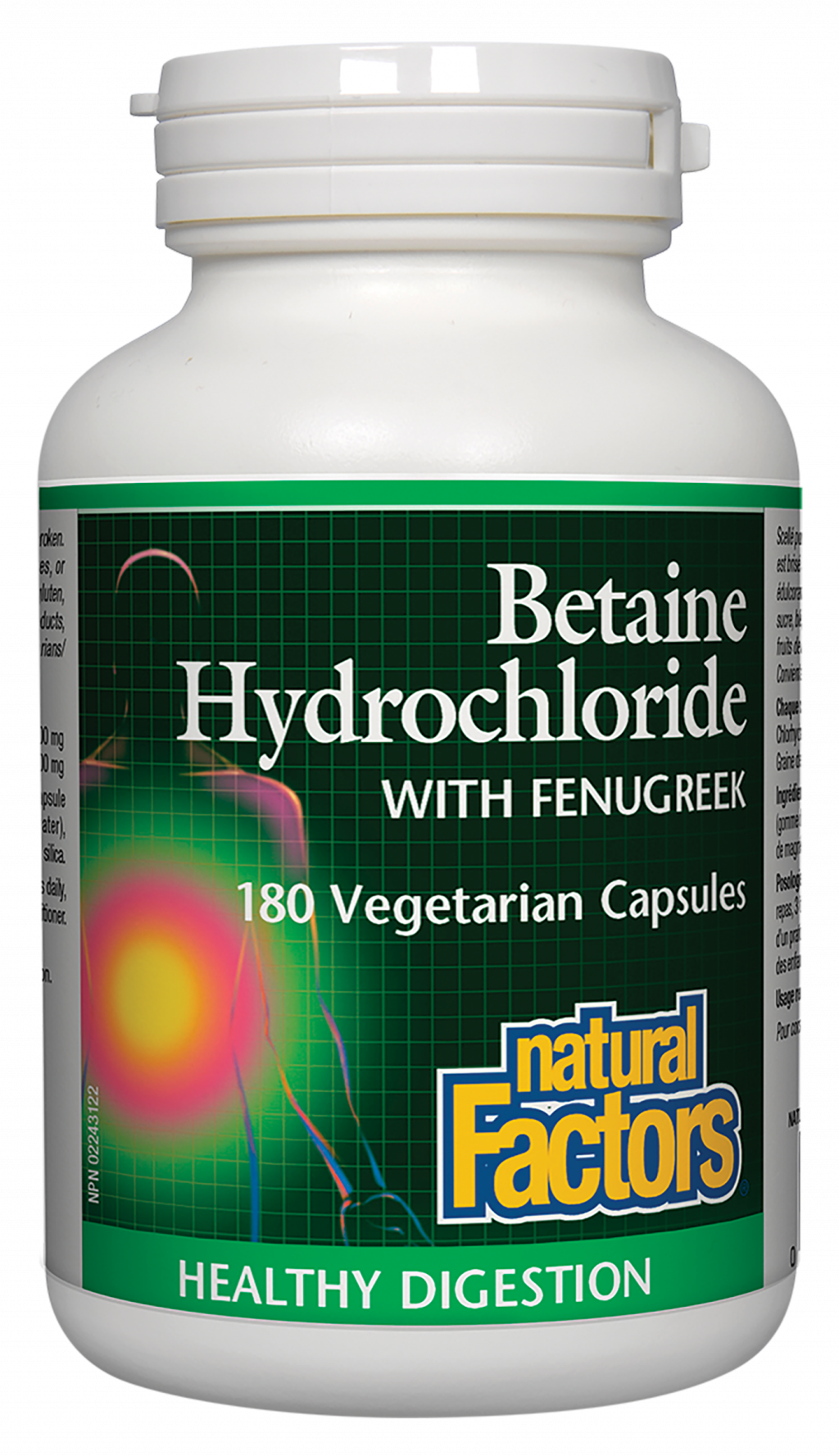 Natural Factors Betaine Hydrochloride  with Fenugreek   180 Vegetarian Capsules