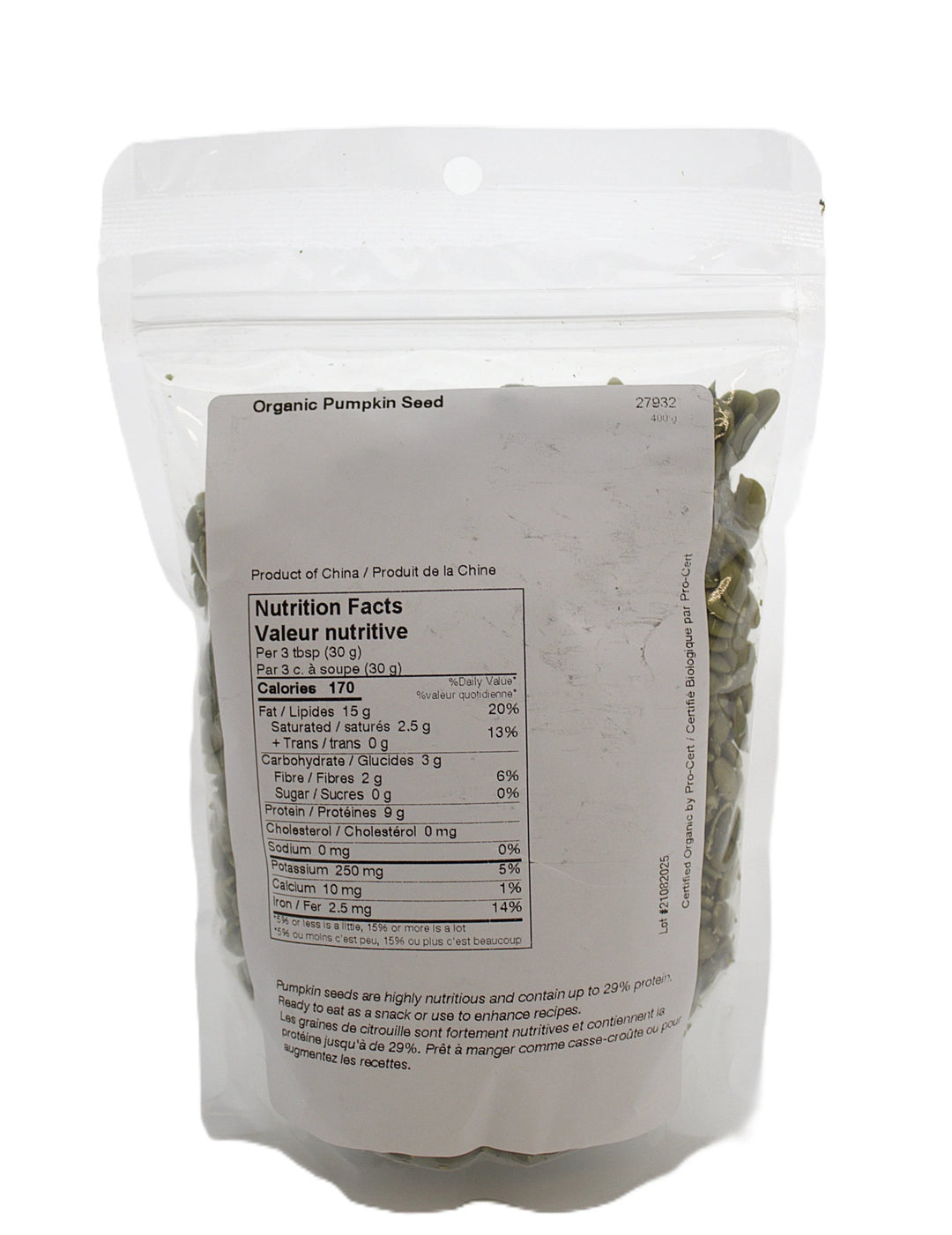 Seeds Pumpkin Org 40 400g