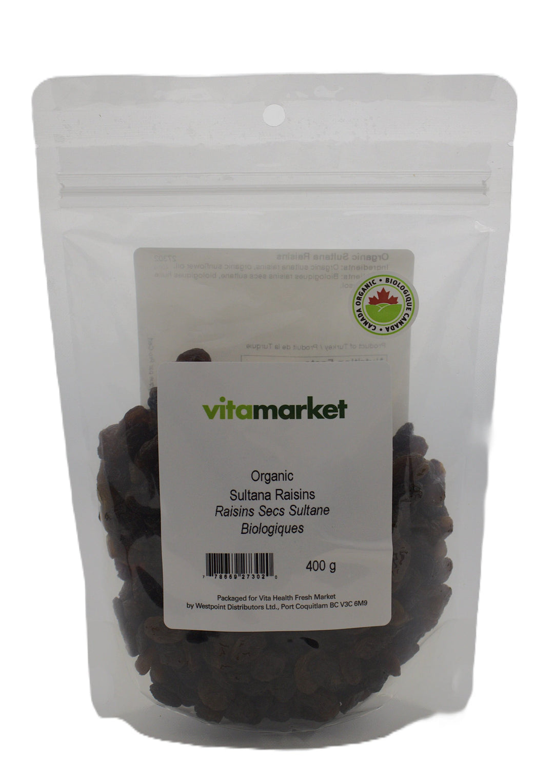 Sultana Raisins Org 400g
