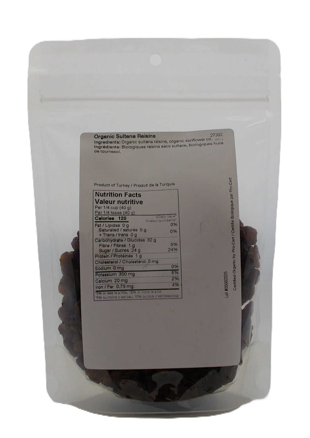 Sultana Raisins Org 400g