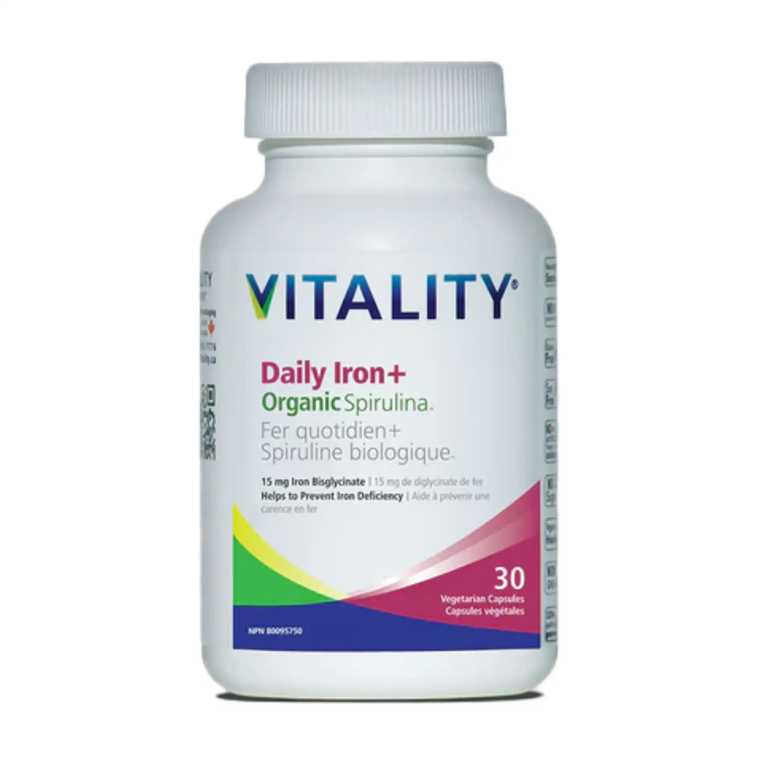 Daily Iron+Organic Spirulina - 30 Veg Capsules