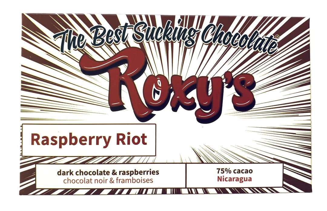 Raspberry Riot Dark Chocolate Bar by Roxy&