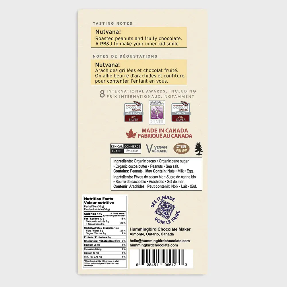 Dark Chocolate Bar - PB &amp; Joy 60g