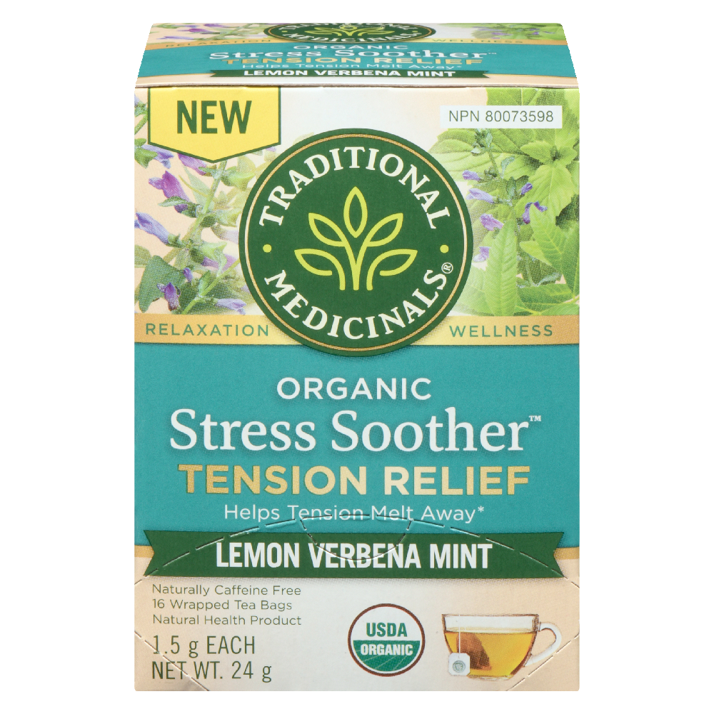 Organic Stress Soother Tension Relief Lemon Verbena Mint 16ct