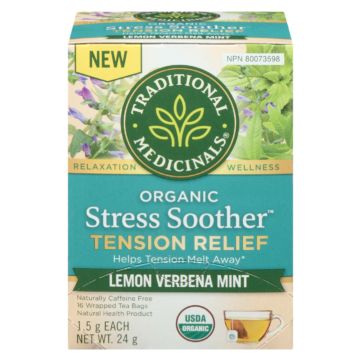 Organic Stress Soother Tension Relief Lemon Verbena Mint 16ct
