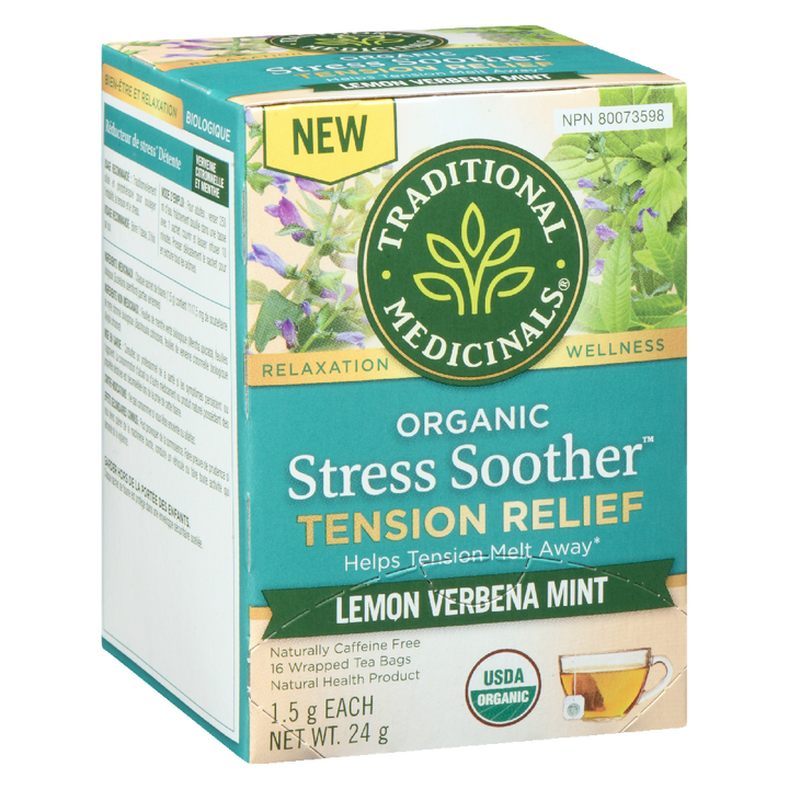 Organic Stress Soother Tension Relief Lemon Verbena Mint 16ct