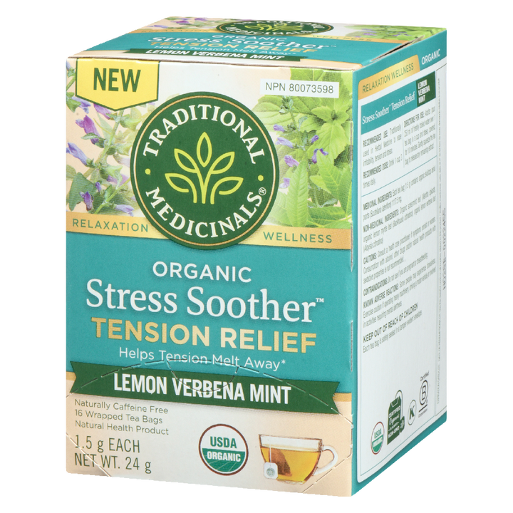 Organic Stress Soother Tension Relief Lemon Verbena Mint 16ct