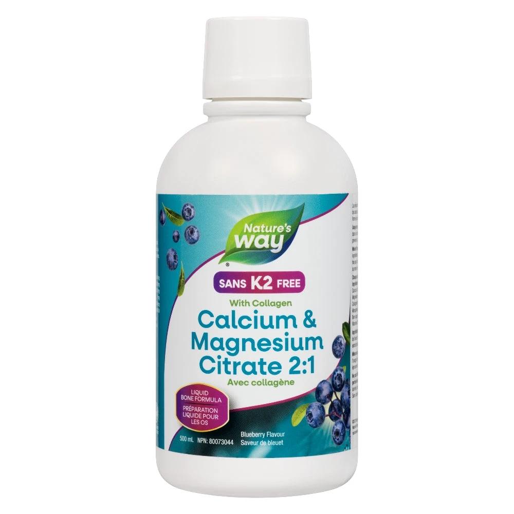Calcium &amp; Magnesium Citrate 2:1 with Collagen, Blueberry / 16.9 fl oz (500 ml)