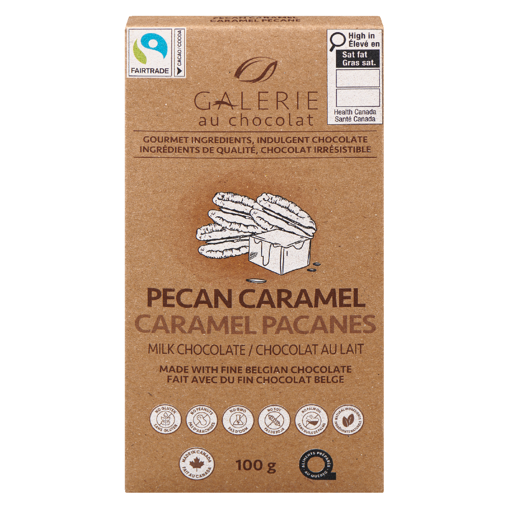 Pecan Caramel Milk Chocolate Bar 100g
