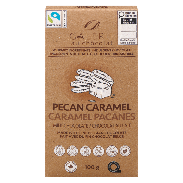 Pecan Caramel Milk Chocolate Bar 100g
