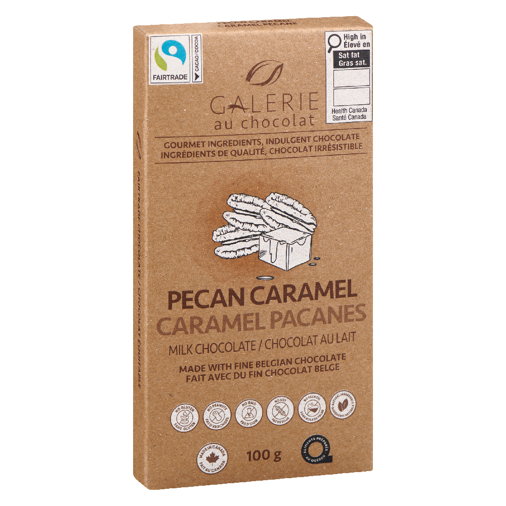 Pecan Caramel Milk Chocolate Bar 100g