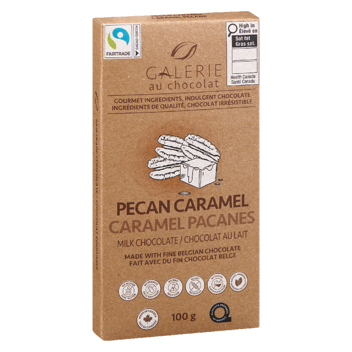 Pecan Caramel Milk Chocolate Bar 100g