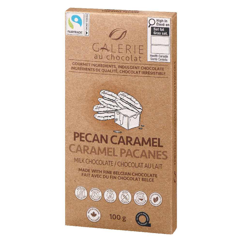 Pecan Caramel Milk Chocolate Bar 100g