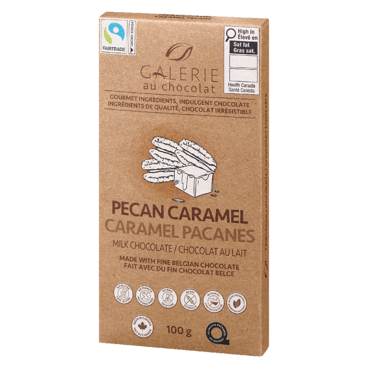 Pecan Caramel Milk Chocolate Bar 100g