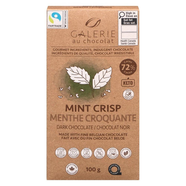 Mint Crisp Dark Chocolate Bar 100g