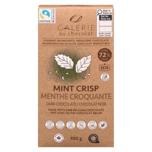 Load image into Gallery viewer, Mint Crisp Dark Chocolate Bar 100g