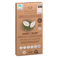 Load image into Gallery viewer, Mint Crisp Dark Chocolate Bar 100g