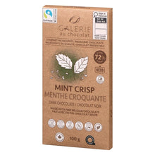 Load image into Gallery viewer, Mint Crisp Dark Chocolate Bar 100g