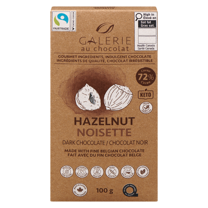 Hazelnut Dark Chocolate Bar 100g