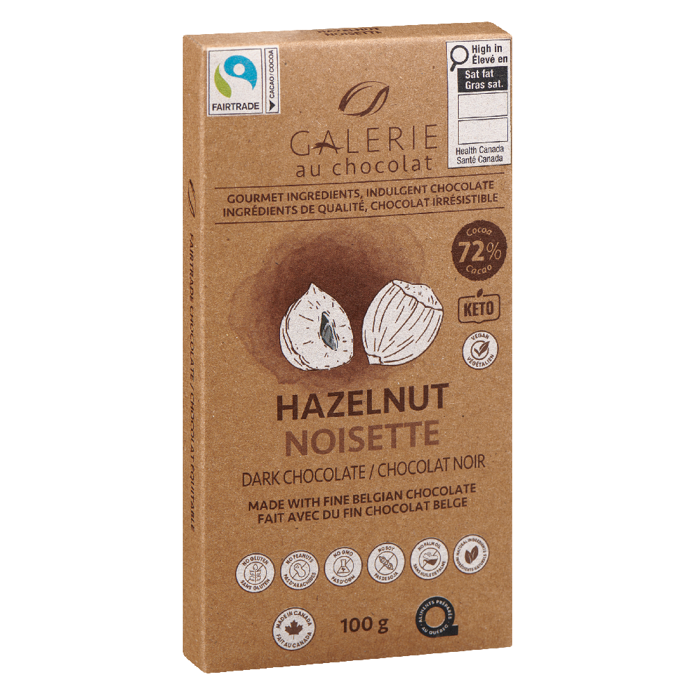 Hazelnut Dark Chocolate Bar 100g