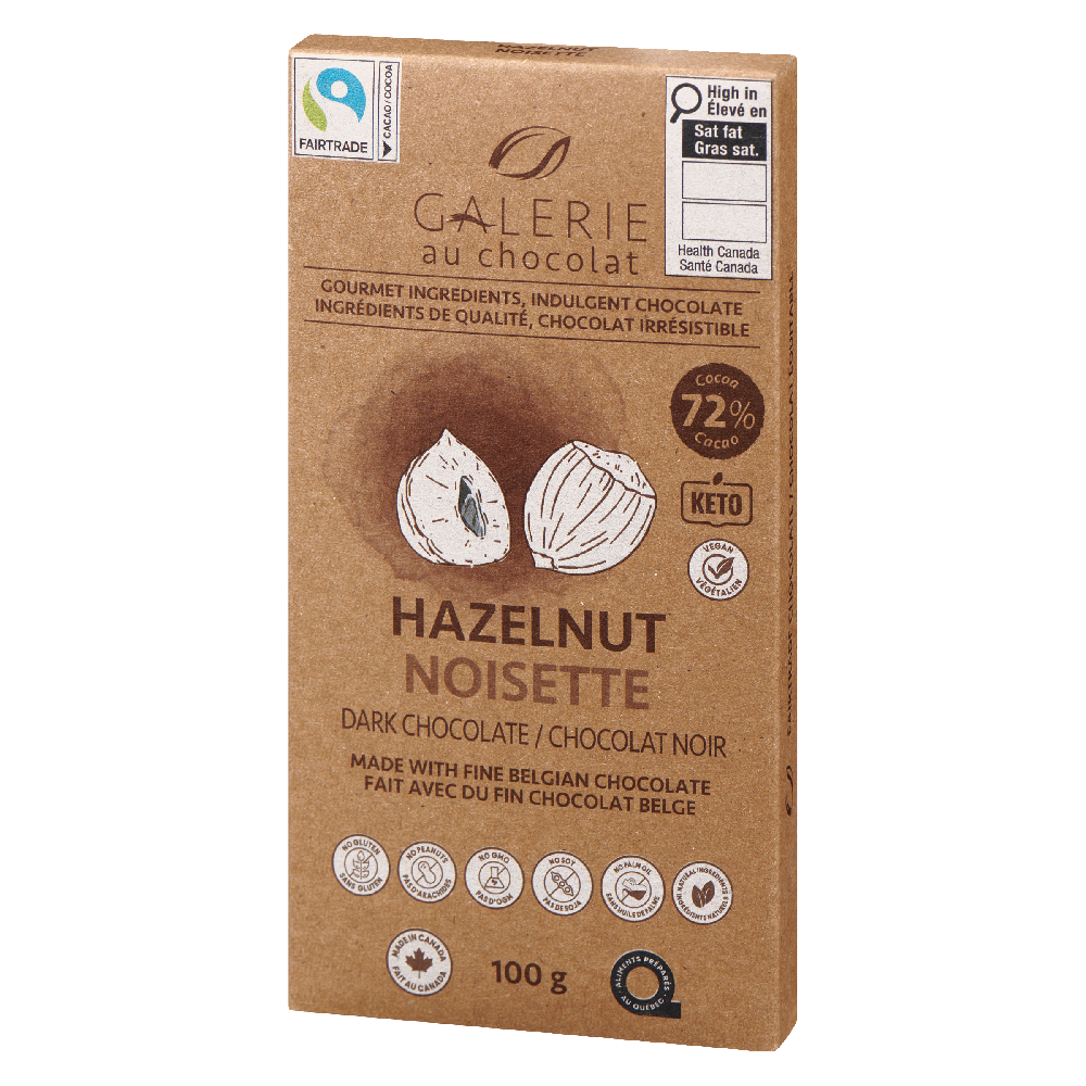 Hazelnut Dark Chocolate Bar 100g