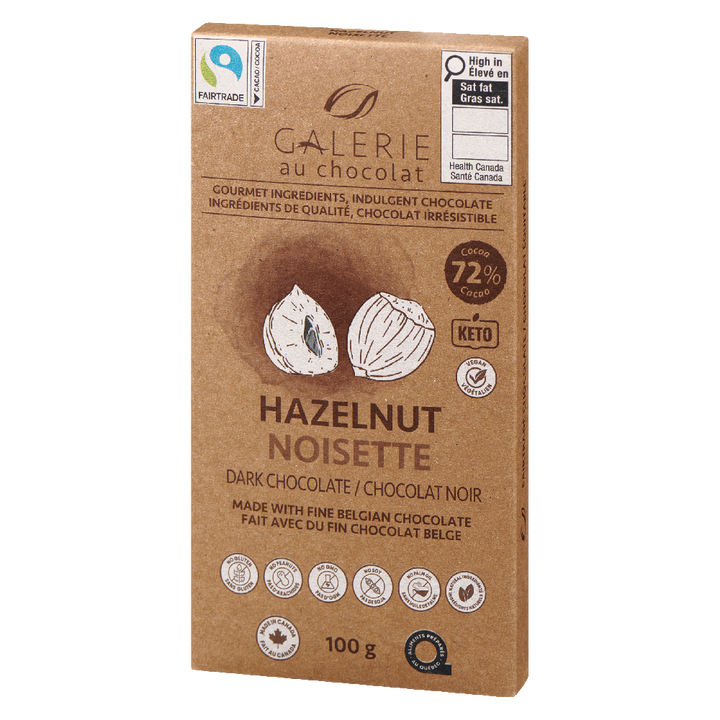 Hazelnut Dark Chocolate Bar 100g