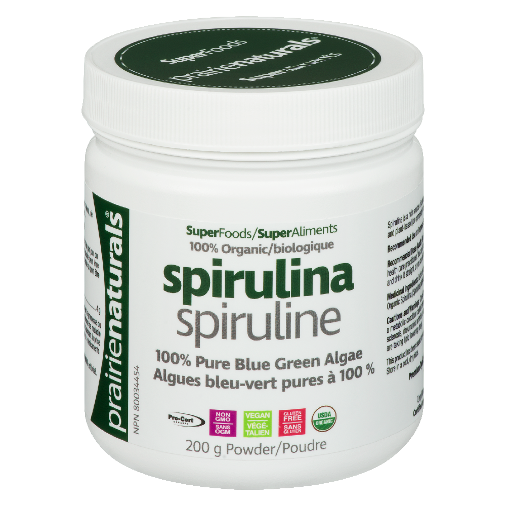 Prairie Naturals. Organic Spirulina. 200G Powder.