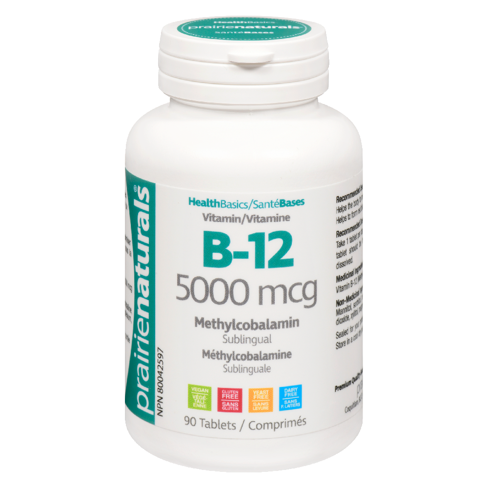 Prairie Naturals. Vitamin B12 5000MCG METHYLCOBALAMIN - 90 Caps.