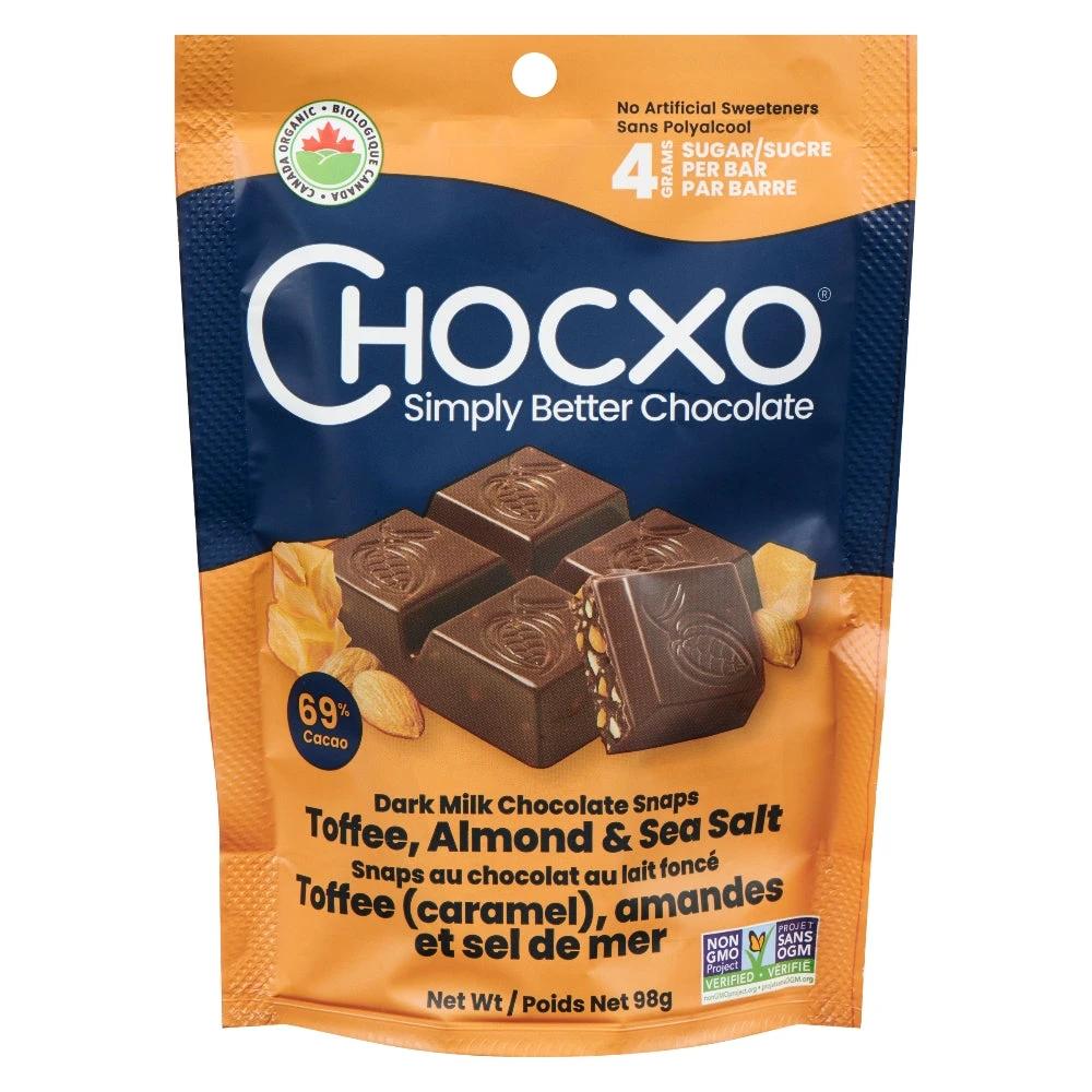 Toffee Almond &amp; Sea Salt Snaps Dark Milk Chocolate 98g