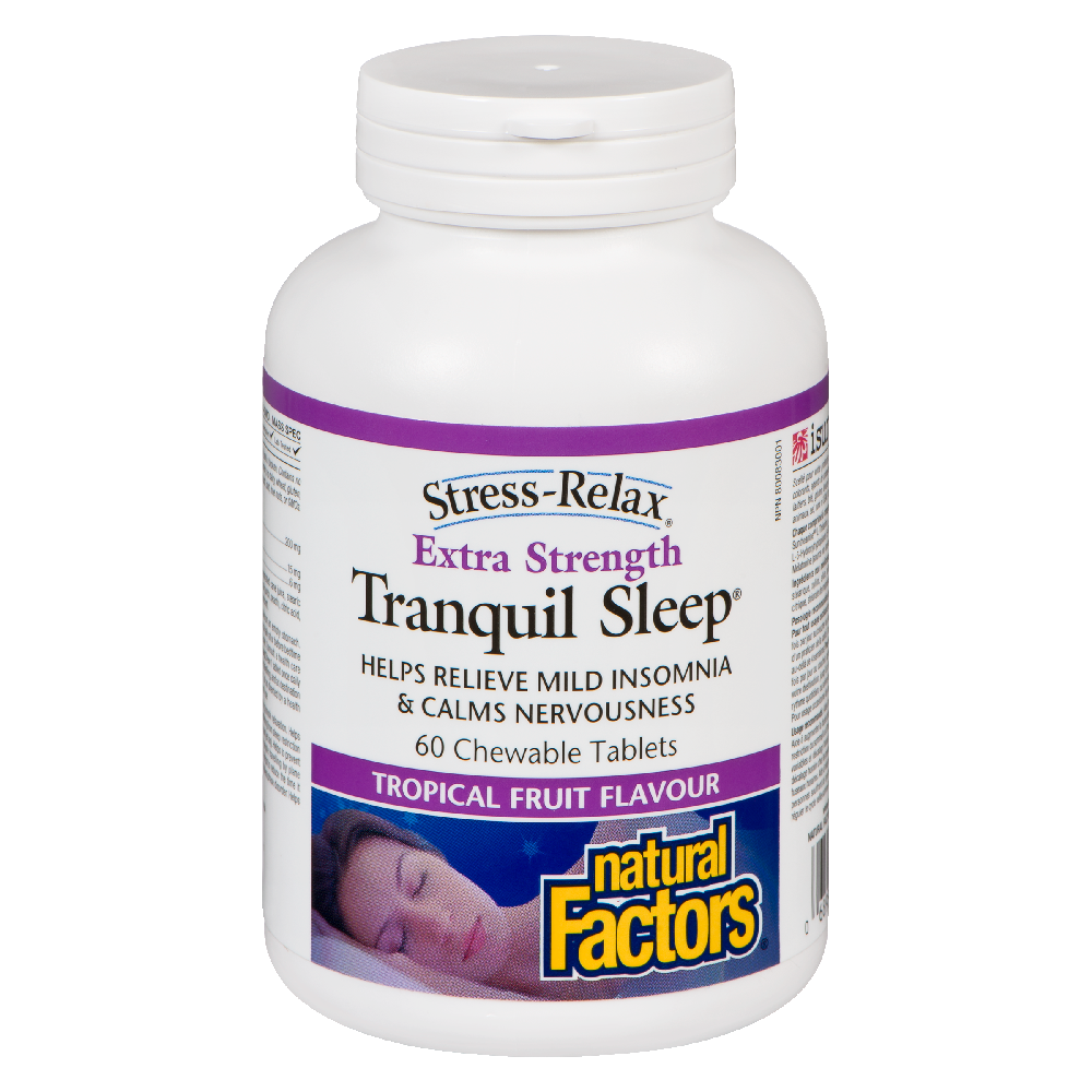 Natural Factors Tranquil Sleep� Extra Strength   60 Chewable Tablets Tropical Fruit Flavour