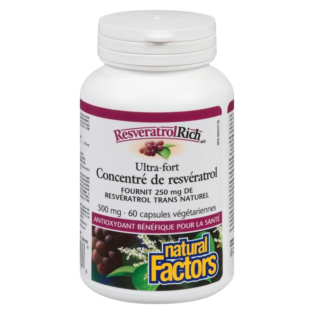 Natural Factors Resveratrol Rich Super Strength  500 mg