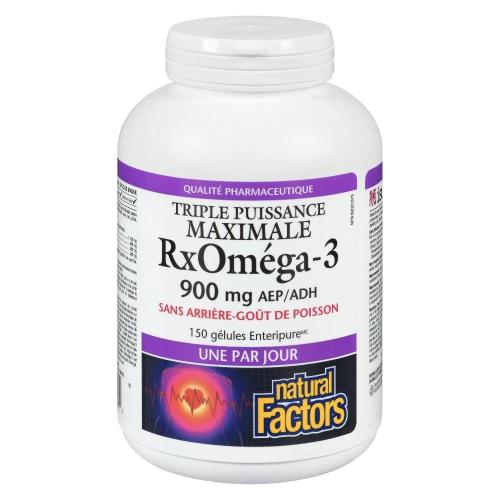 Natural Factors RxOmega-3  Maximum Triple Strength  900 mg  150 Enteripure Softgels