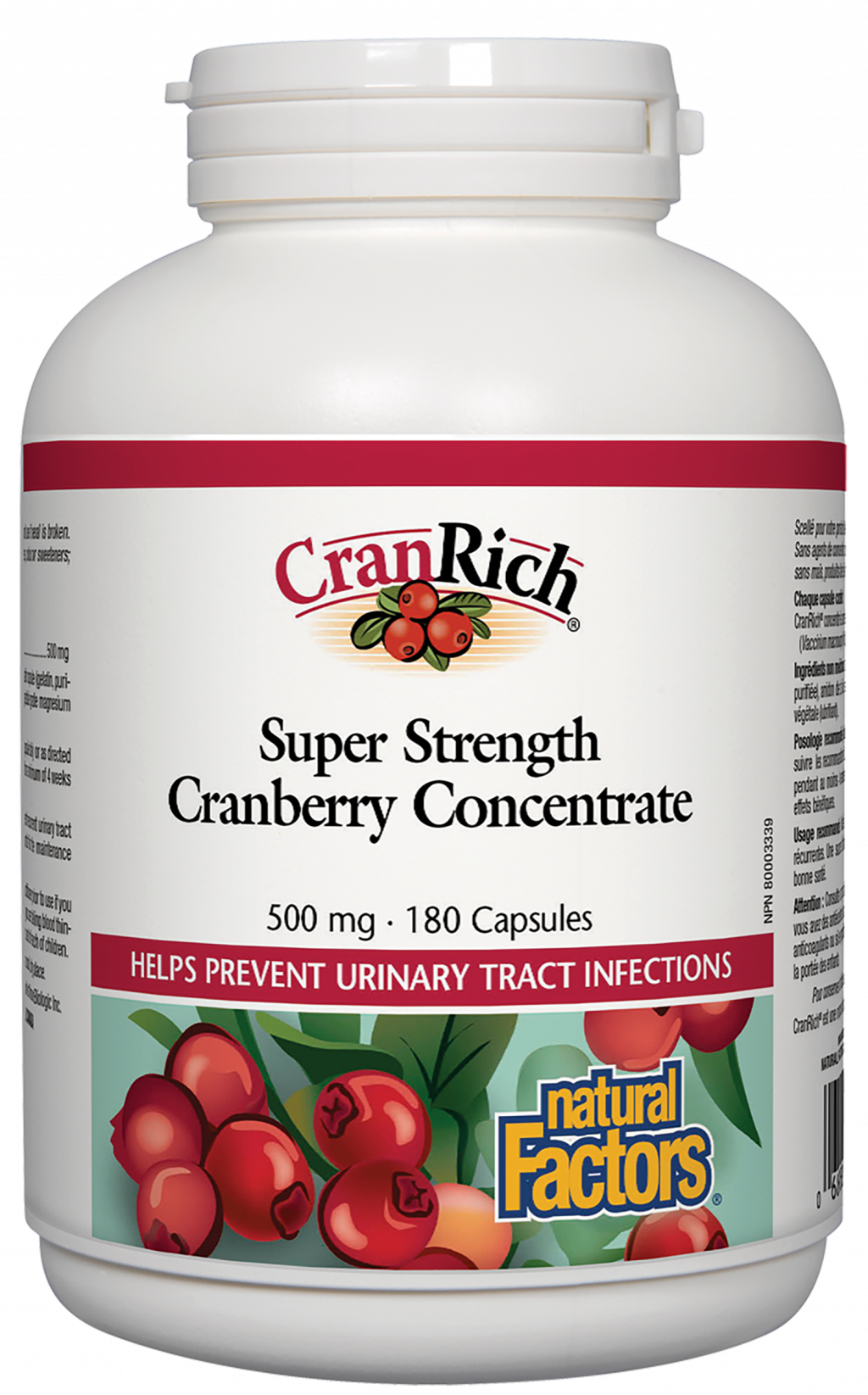 Natural Factors CranRich Super Strength Cranberry Concentrate 500 mg 180 Capsules by Natural Factors