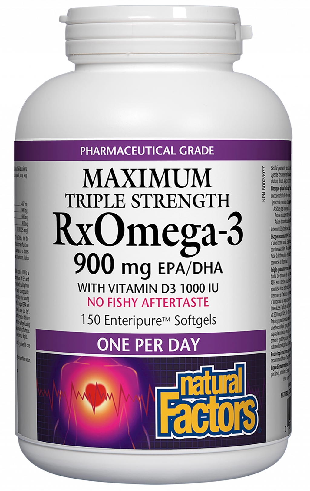 Natural Factors RxOmega-3 with Vitamin D3 Maximum Triple Strength 900 mg 150 Enteripure Softgels by Natural Factors