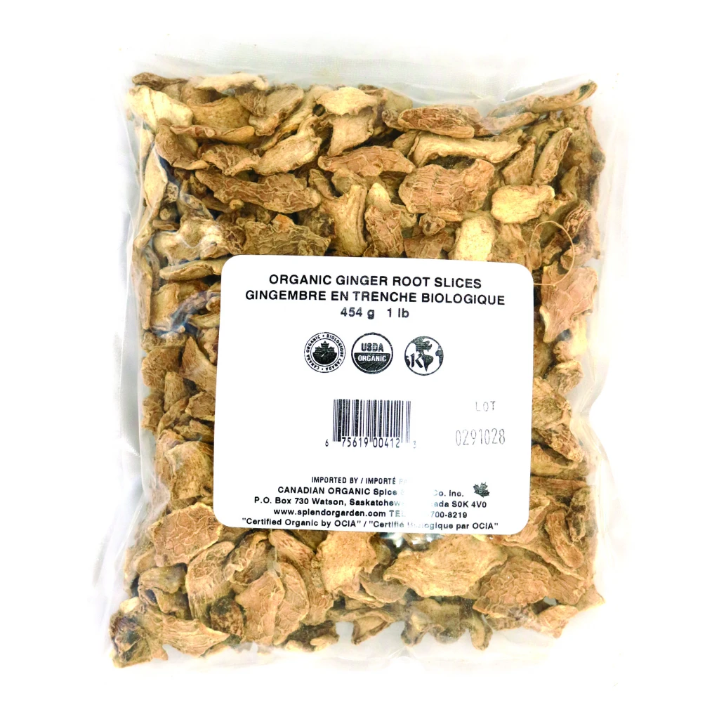 Organic Ginger Root Slices 454g by Splendor Garden