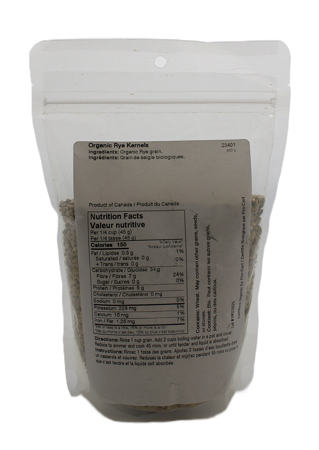 Rye Kernels Organic 400g