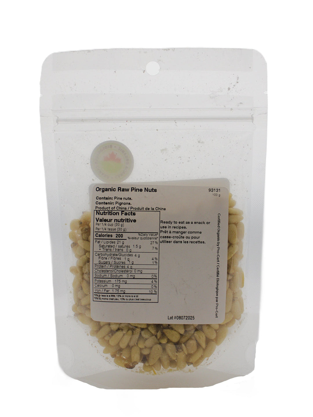 Pine Nuts Org 100g