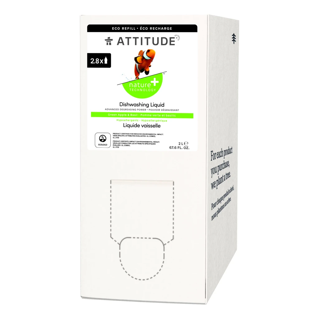 Dishwash Liq. Green Apple &amp;Basil 2L by Attitude