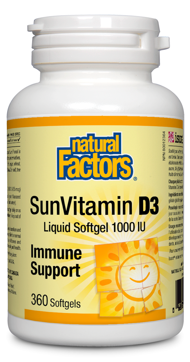 Natural Factors SunVitamin D3  1000 IU  360 Softgels