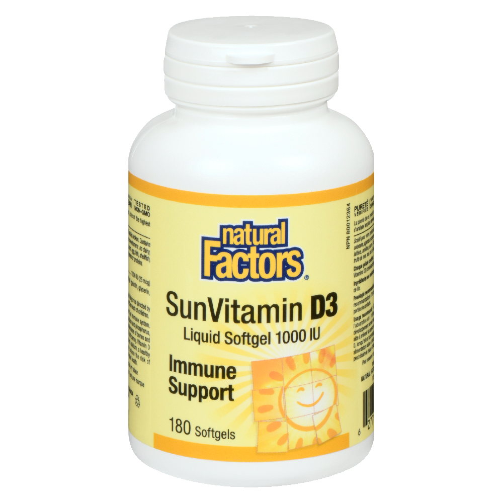 Natural Factors SunVitamin D3  1000 IU  180 Softgels