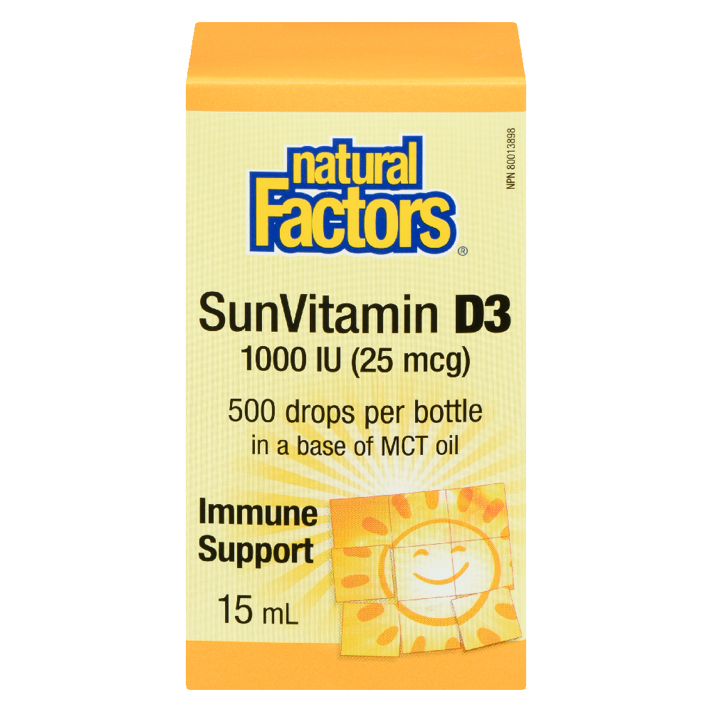 Natural Factors SunVitamin D3 Drops  1000 IU  15 mL Liquid