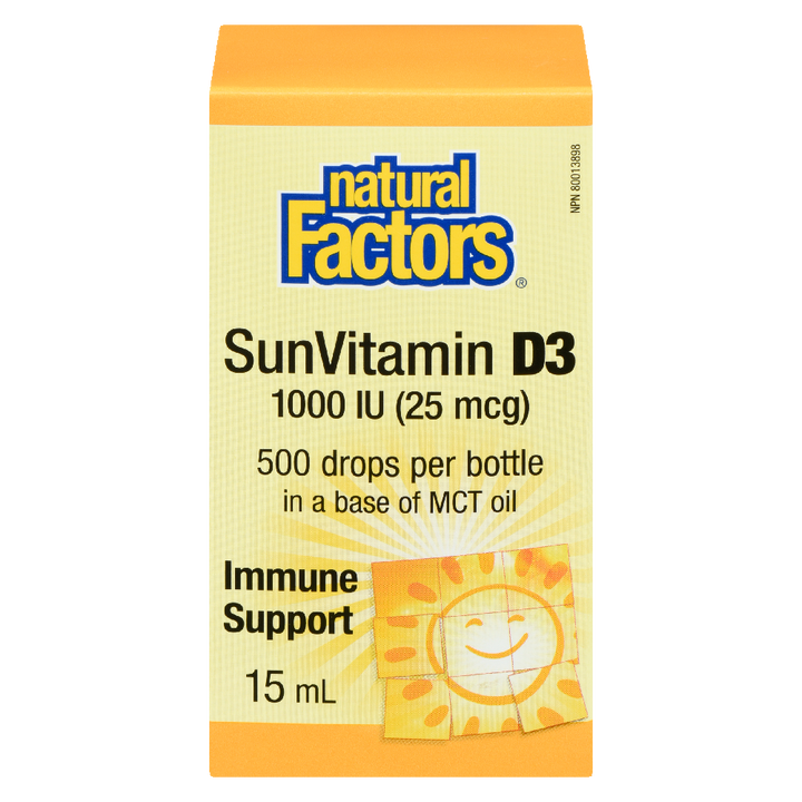 Natural Factors SunVitamin D3 Drops  1000 IU  15 mL Liquid