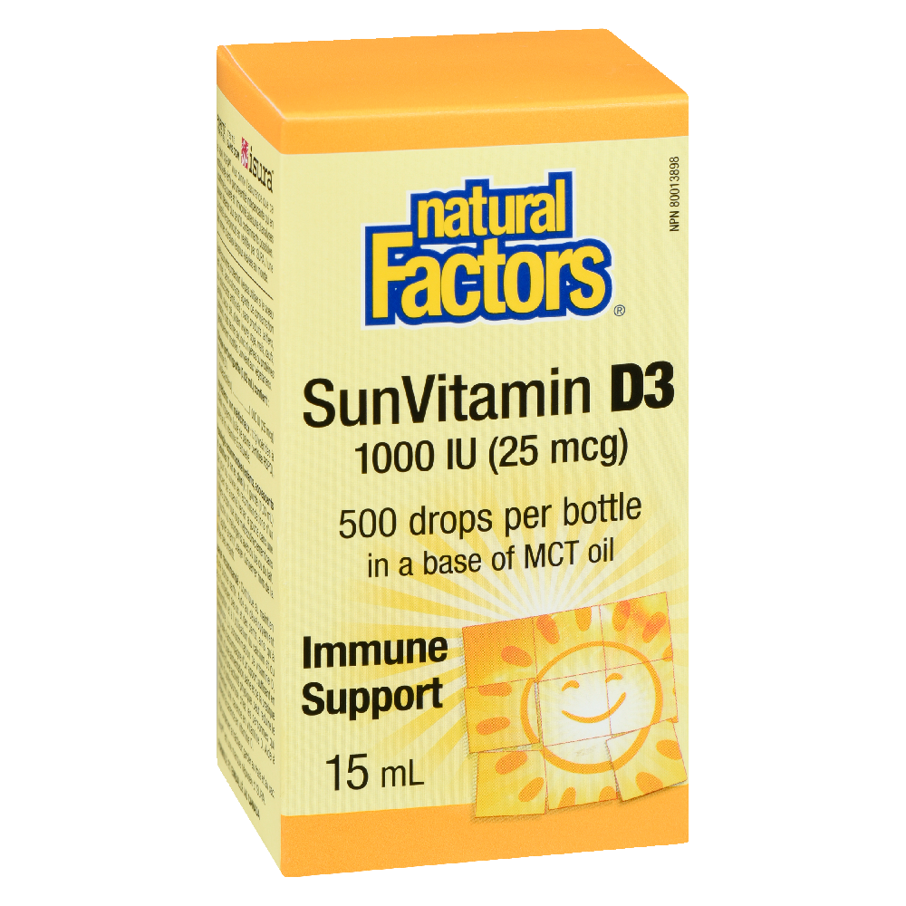 Natural Factors SunVitamin D3 Drops  1000 IU  15 mL Liquid