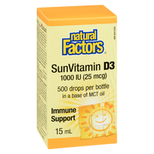 Load image into Gallery viewer, Natural Factors SunVitamin D3 Drops  1000 IU  15 mL Liquid