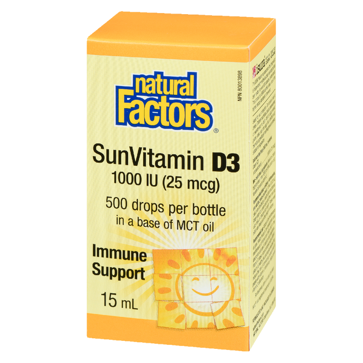 Natural Factors SunVitamin D3 Drops  1000 IU  15 mL Liquid