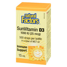 Load image into Gallery viewer, Natural Factors SunVitamin D3 Drops  1000 IU  15 mL Liquid